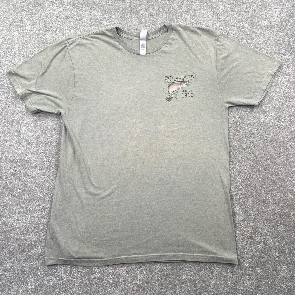 Duck‎ Co Boy Scouts Of America Graphics T-shirt Men's Size L Beige Short Sleeves